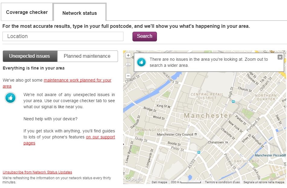 Check your coverage and get updates on the Vodafone network Manchester