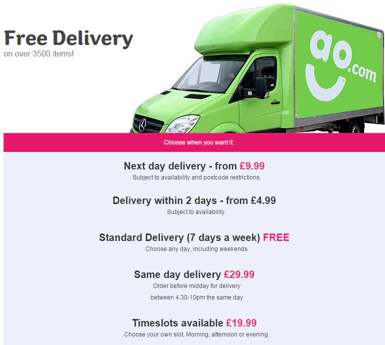 Delivery Information from ao.com
